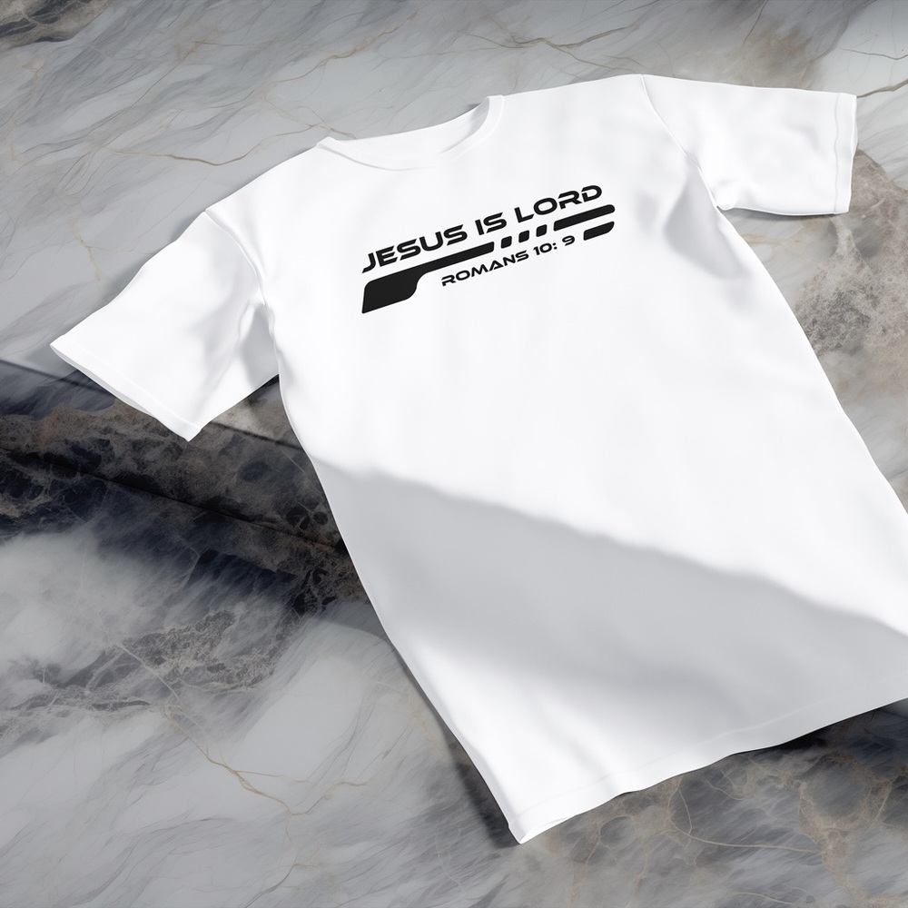 Men’s Shirt Jesus Is LORD Romans 10: 9 Christian Faith Bible Verse T-Shirt